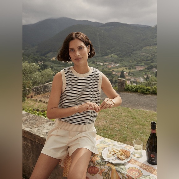 Varley Anthropologie Women's Large Knowles Textured Knit Sweater Vest Birch - Picture 1 of 12